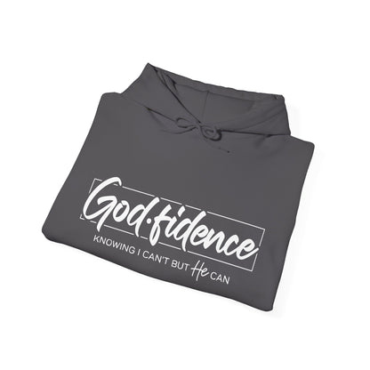 Christian Hooded Sweatshirt -Confidence In Him Knowing I Can't But He Can