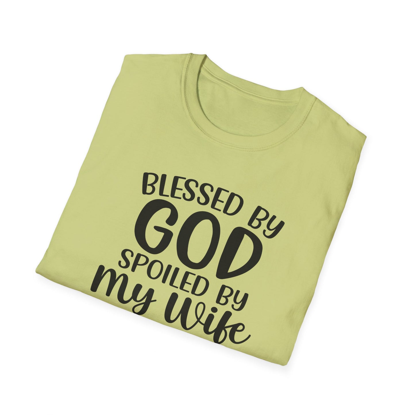 Blessed By God Spoiled By My Wife Protected By Both Men's Christian T-shirt Printify