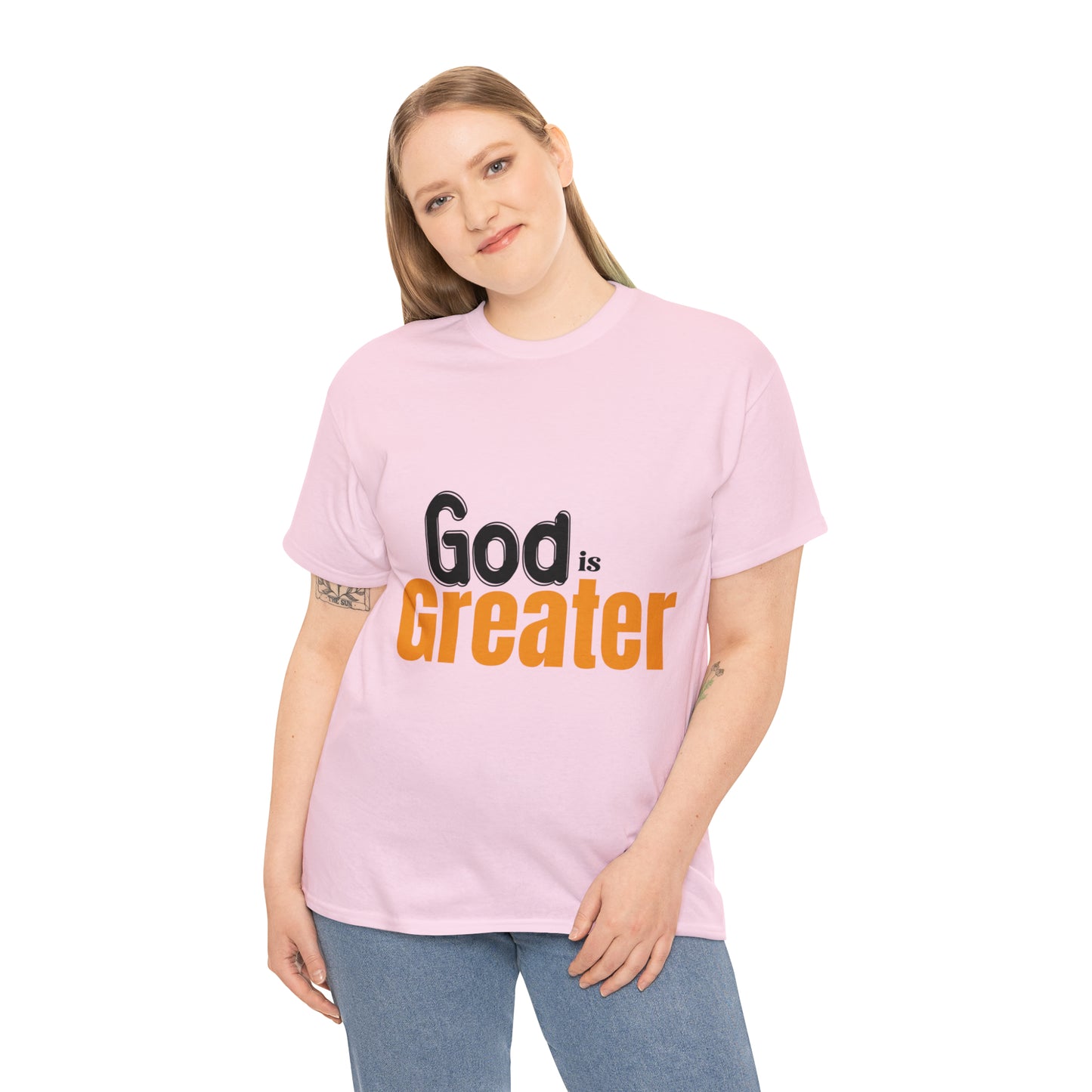 God Is Greater Unisex Heavy Cotton Tee Printify