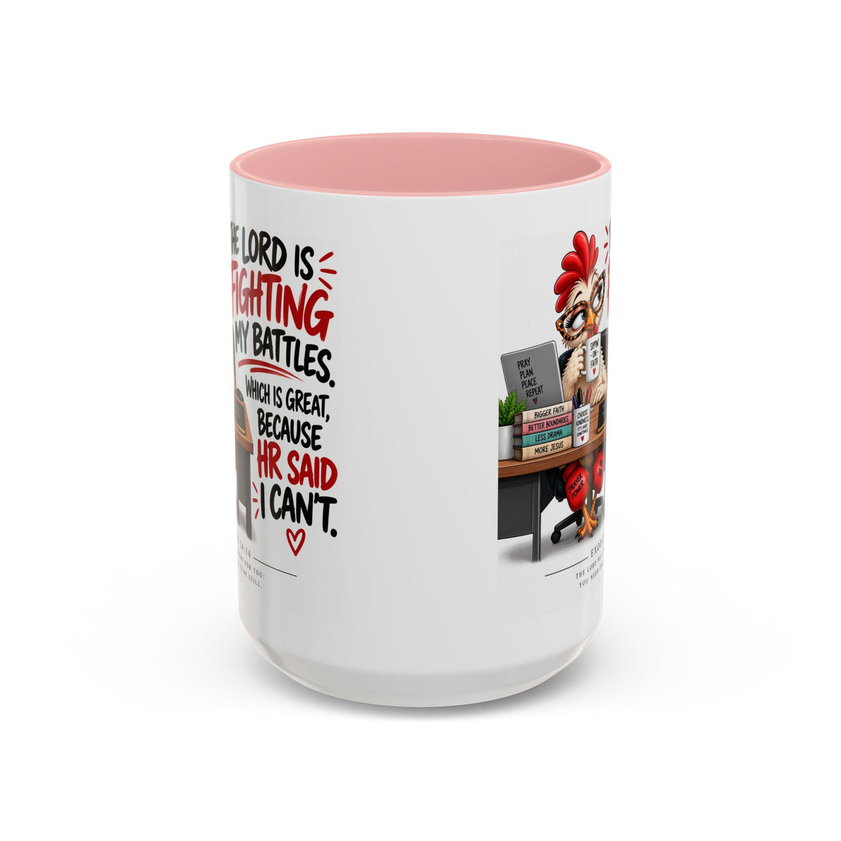 Inspirational Accent Coffee Mug — “The Lord Is Fighting My Battles” Faith Quote (11/15oz)