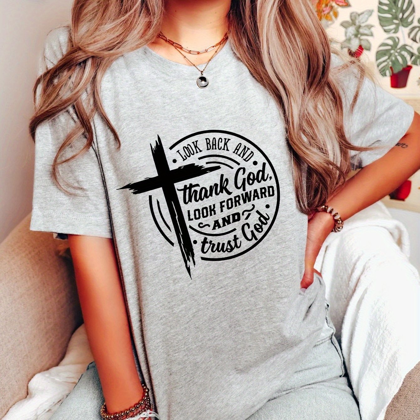 Thank God Trust God Plus Size Women's Christian T-Shirt claimedbygoddesigns