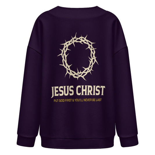 Put Him First Women's Drop Shoulder Cardigan - ClaimedbyGodDesigns