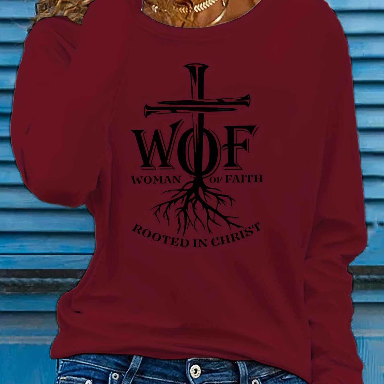 Woman Of Faith Rooted In Christ Women's Christian Pullover Sweatshirt claimedbygoddesigns