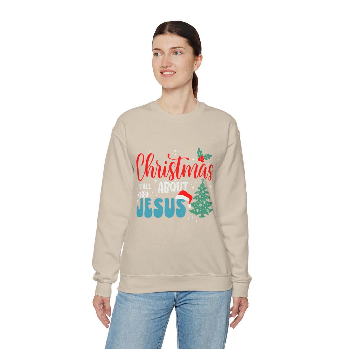 Christmas Is All About Jesus (Christmas Themed) Unisex Heavy Blend™ Crewneck Christian Sweatshirt