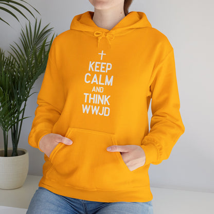 Keep Calm And Think What Would He Do (wwjd)Unisex Christian Hooded Pullover Sweatshirt