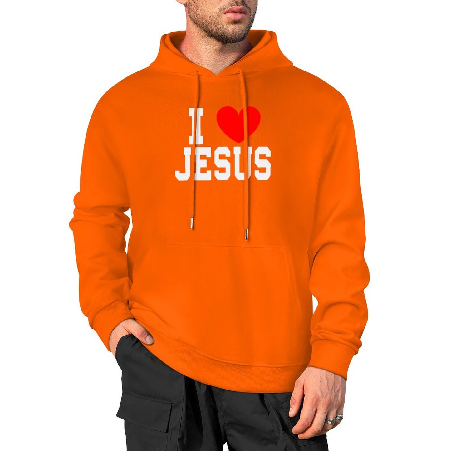 I Love Jesus Men's Christian Hooded Pullover Sweatshirt