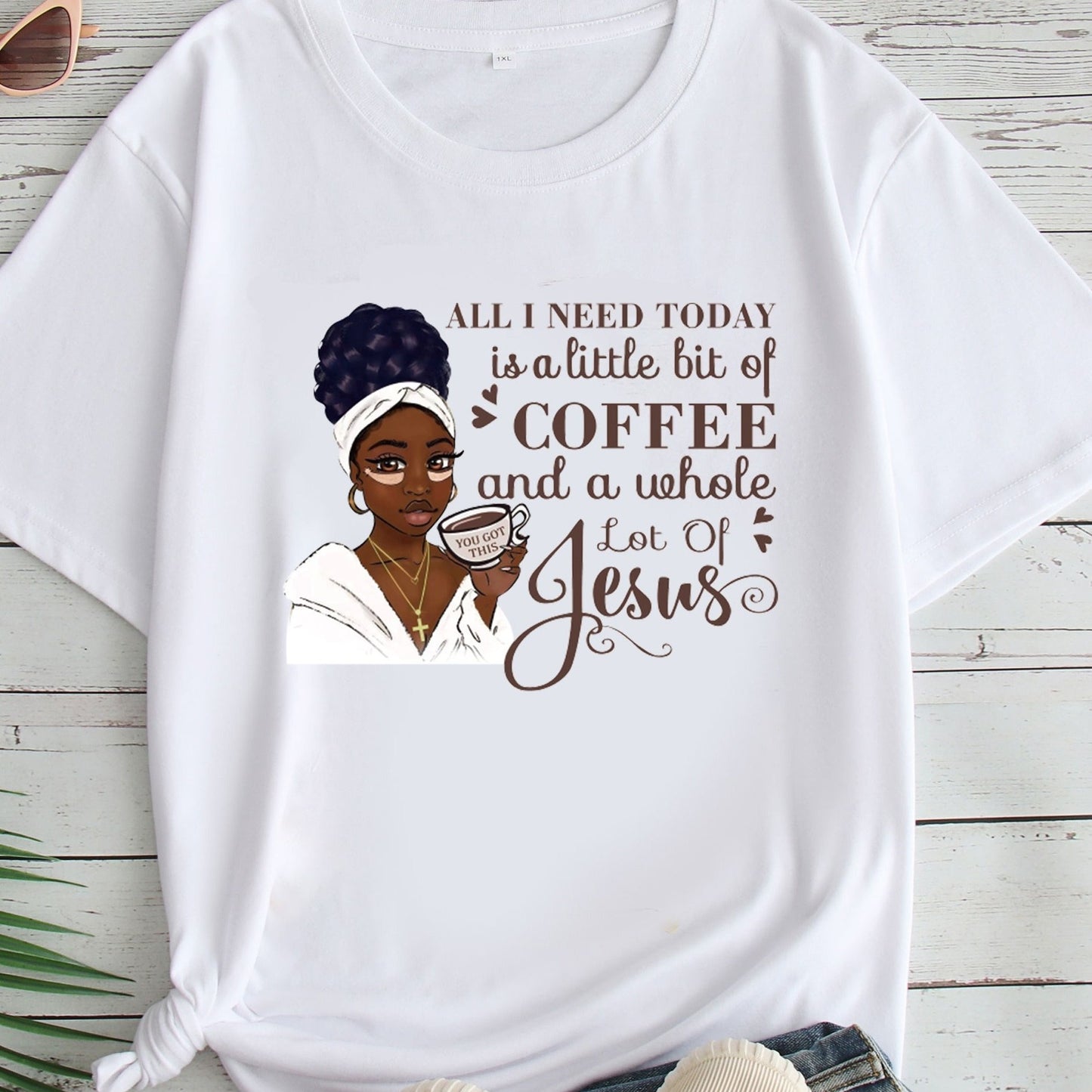 All I Need Is Coffee & Jesus Plus Size Women's Christian T-shirt claimedbygoddesigns