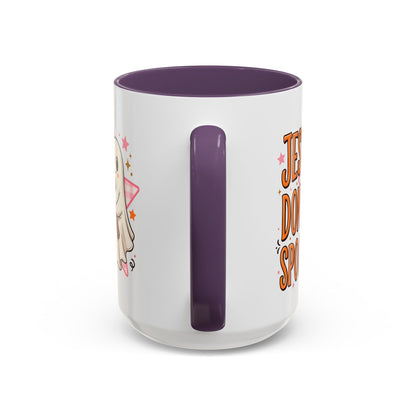 Accent Coffee Mug — "Jesus Don't Spook!" Cute Ghost Christian Coffee Mug (11/15oz)