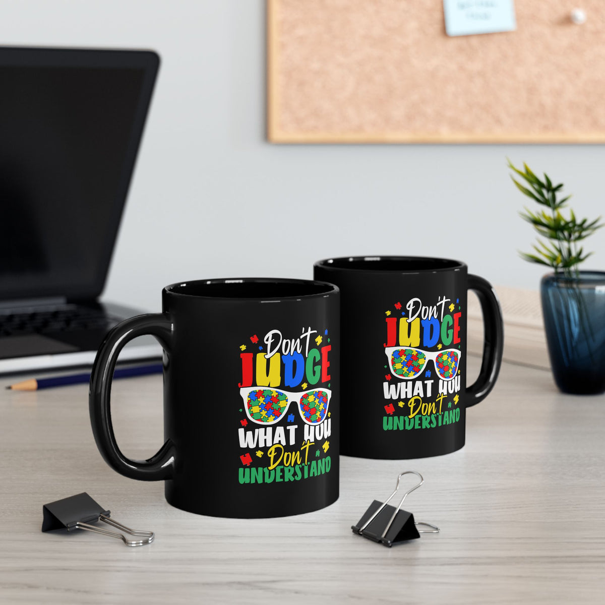 Colorful Autism Awareness Black Mug - 11oz & 15oz