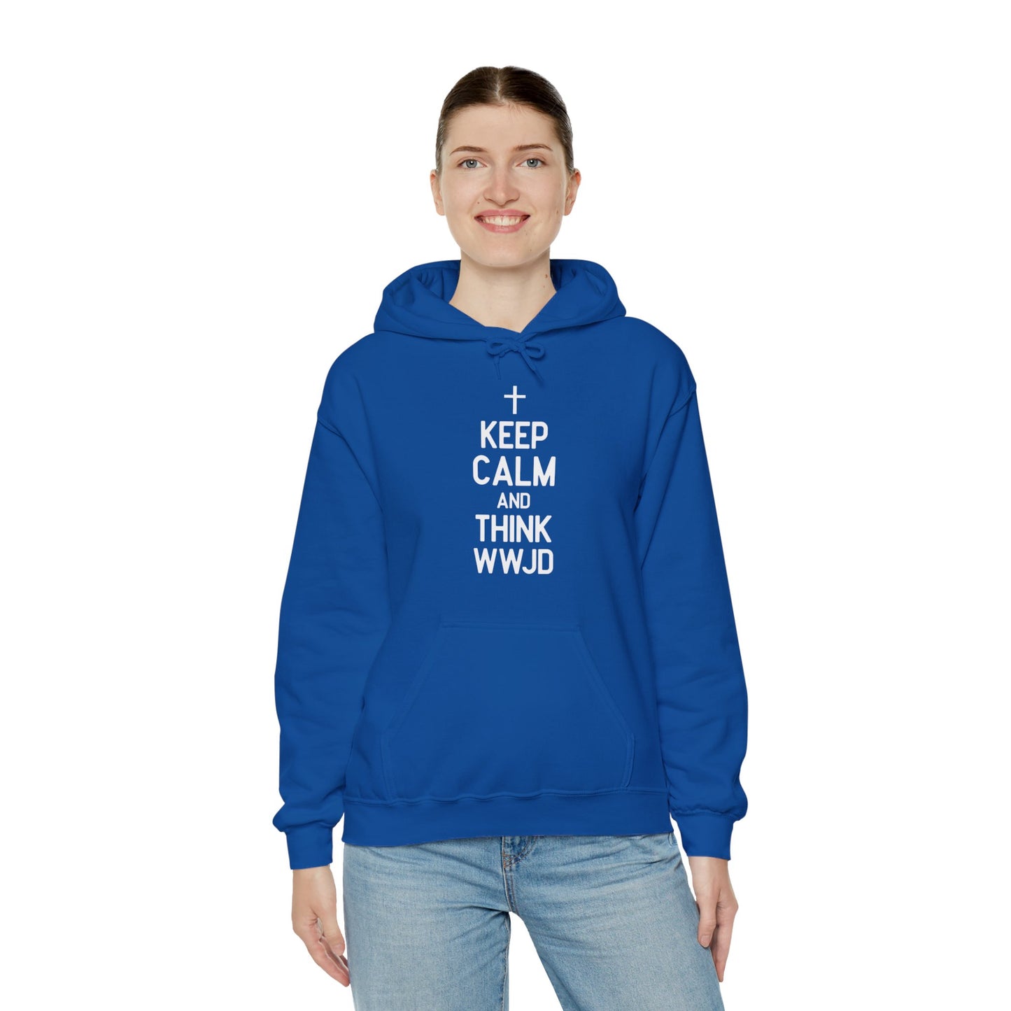 Keep Calm And Think What Would Jesus Do (wwjd)Unisex Christian Hooded Pullover Sweatshirt