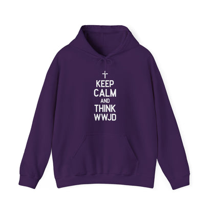 Keep Calm And Think What Would He Do (wwjd)Unisex Christian Hooded Pullover Sweatshirt