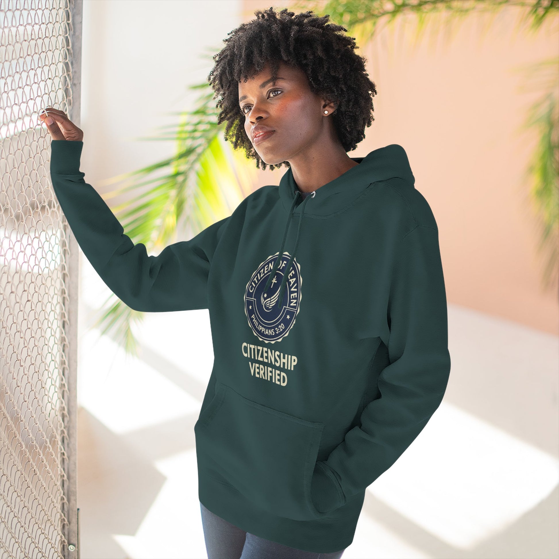 Citizenship Verified Fleece Hoodie, Cozy Sweatshirt for All Ages, Great Gift for Holidays, Casual Wear, Unique Statement Piece - ClaimedbyGodDesigns