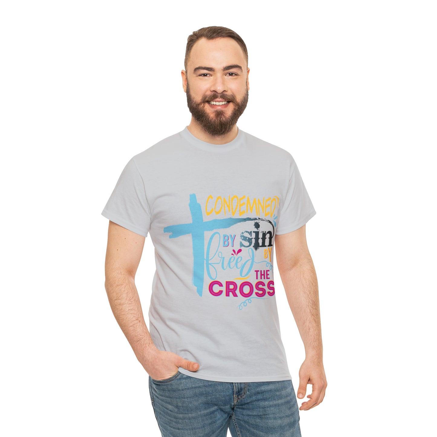 Condemned By Sin Freed By The Cross Unisex Heavy Cotton Tee