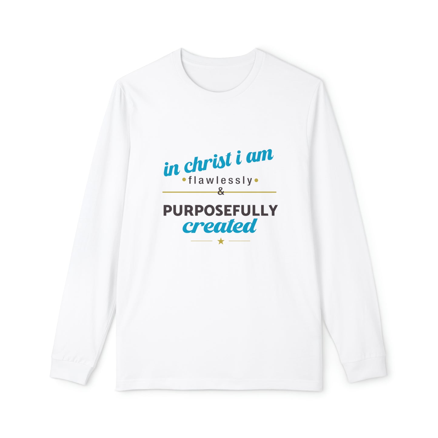 In Christ I Am Flawlessly & Purposefully Created Women's Christian Long Sleeve Pajama Set Printify