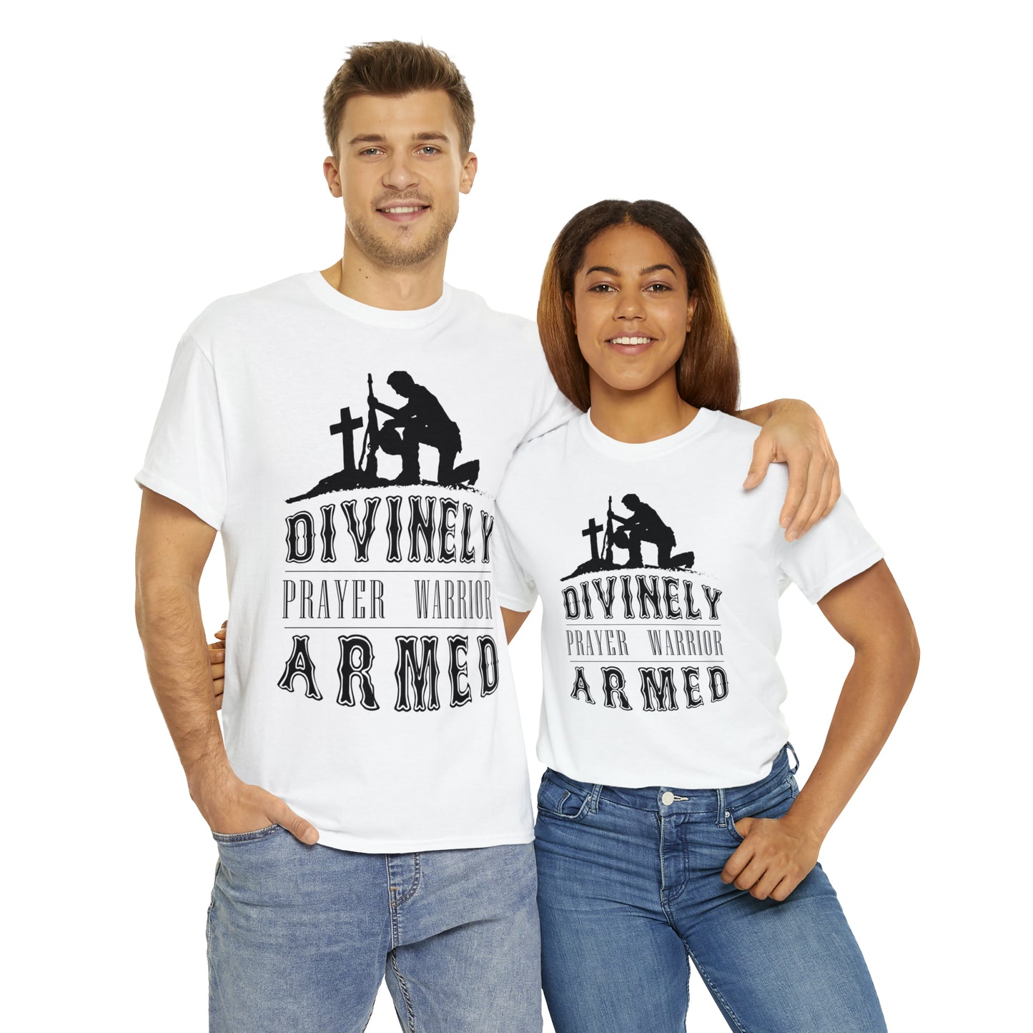 Divinely Armed Prayer Warrior Unisex Heavy Cotton Tee