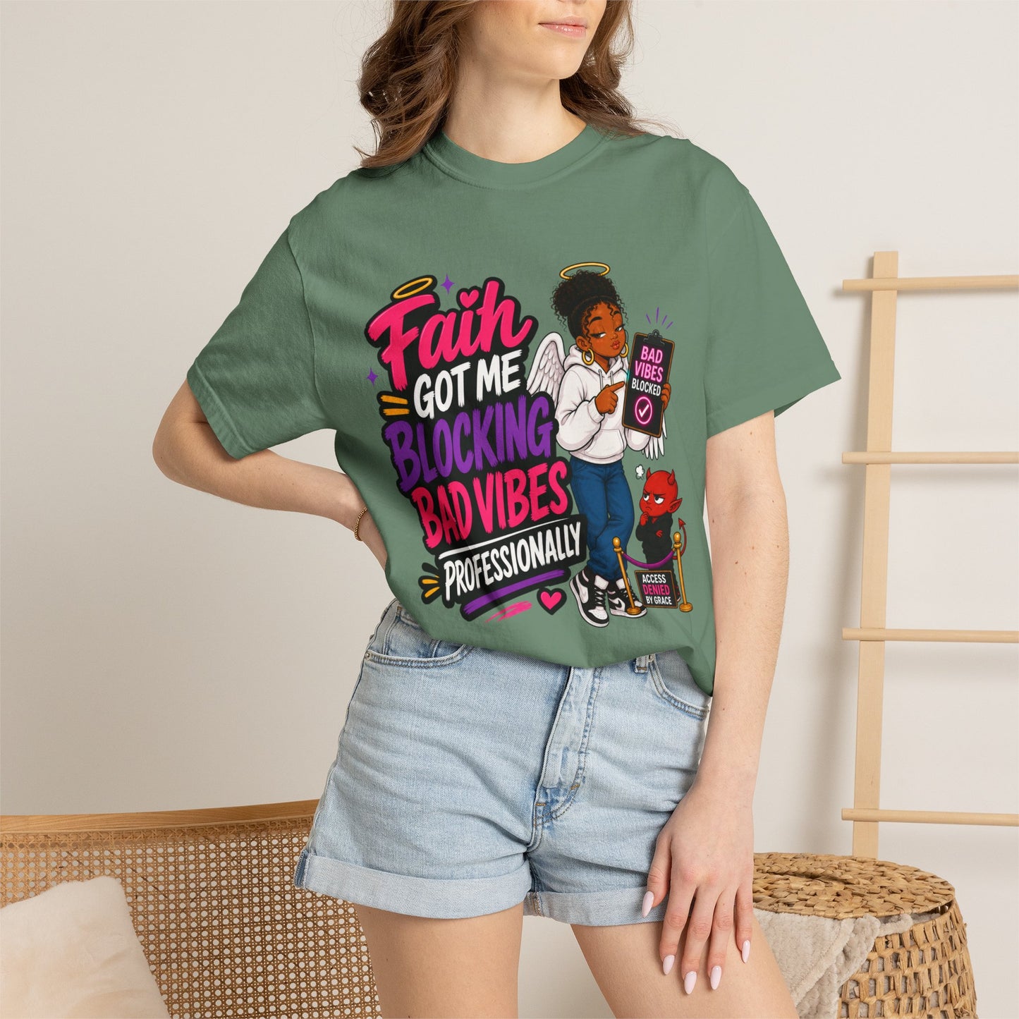 Faith Got Me Blocking Bad Vibes T-Shirt