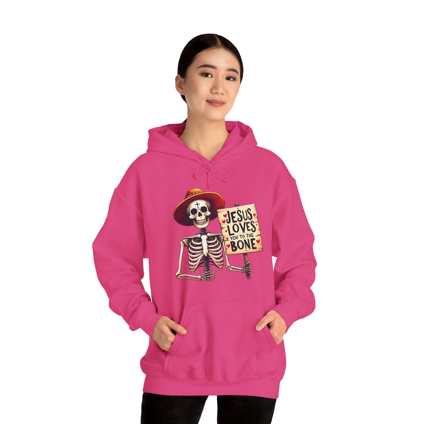 Jesus Loves You To The Bone (Halloween Themed) Unisex Christian Hooded Pullover Sweatshirt