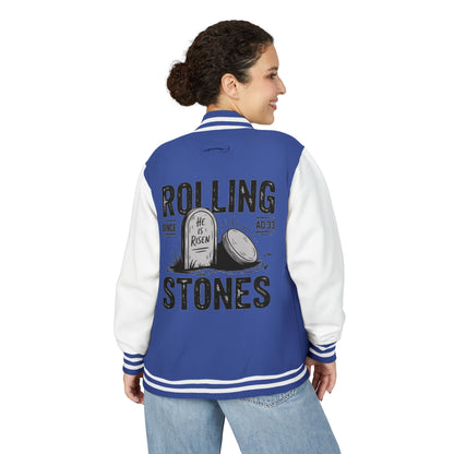 Unisex Vintage Rocker Letterman Jacket - Rolling Stones Design - ClaimedbyGodDesigns