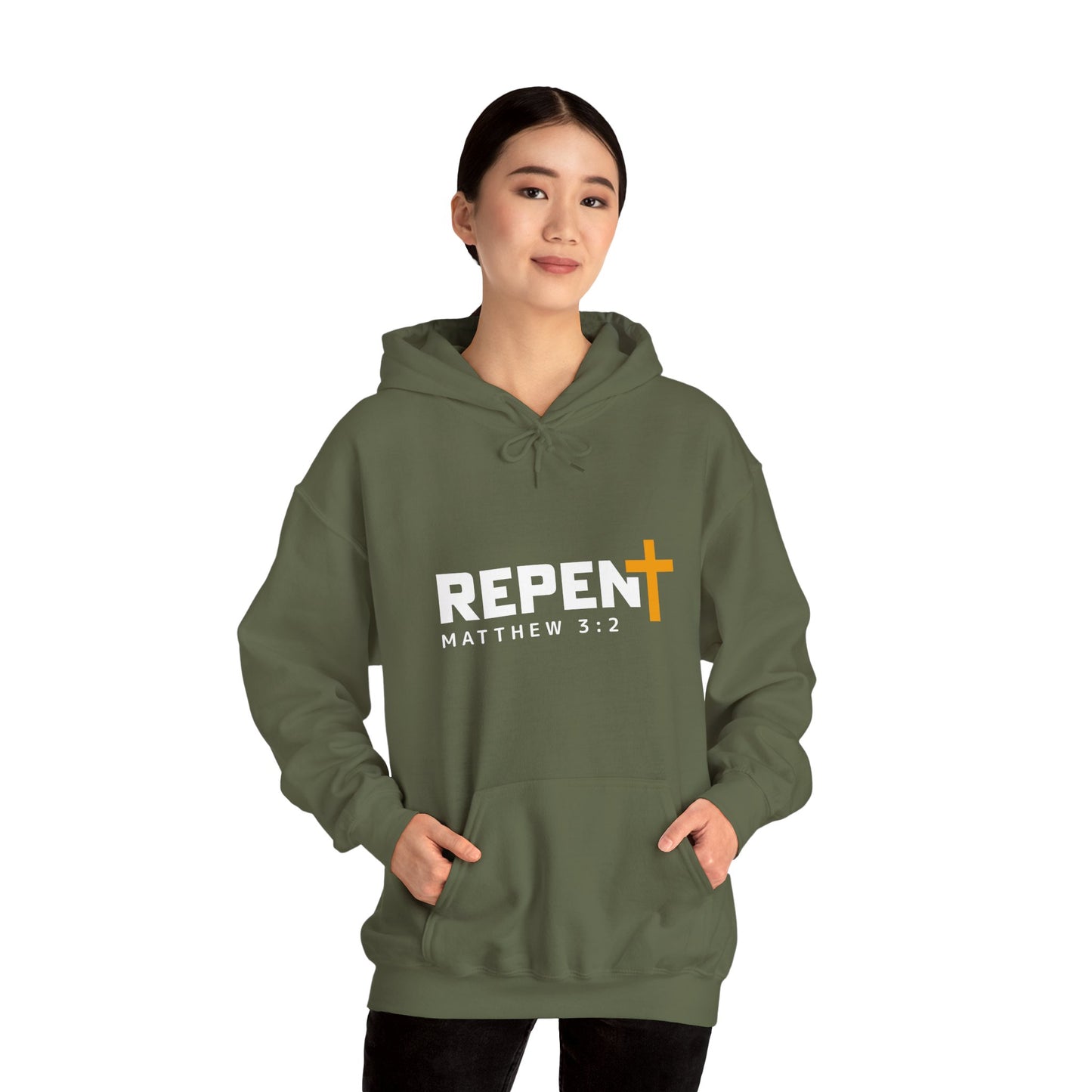 Repent (2) Christian Unisex Hooded Pullover Sweatshirt