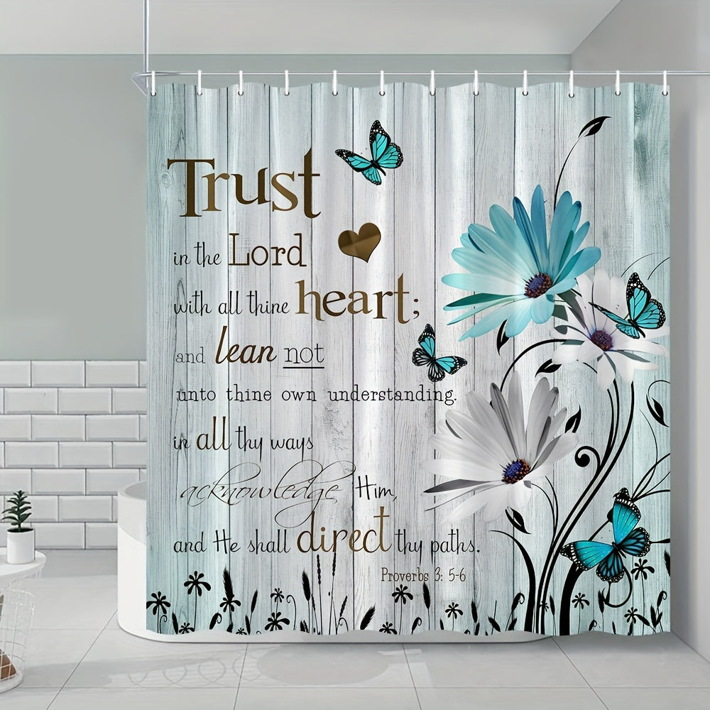 Proverbs 3:5-6 Trust In The Lord Christina Vintage Shower Curtain claimedbygoddesigns