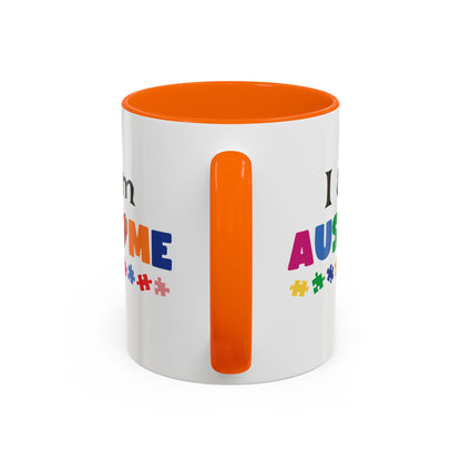 Inspirational Autism Coffee Mug - I am AUSome - 11oz/15oz Accent Mug