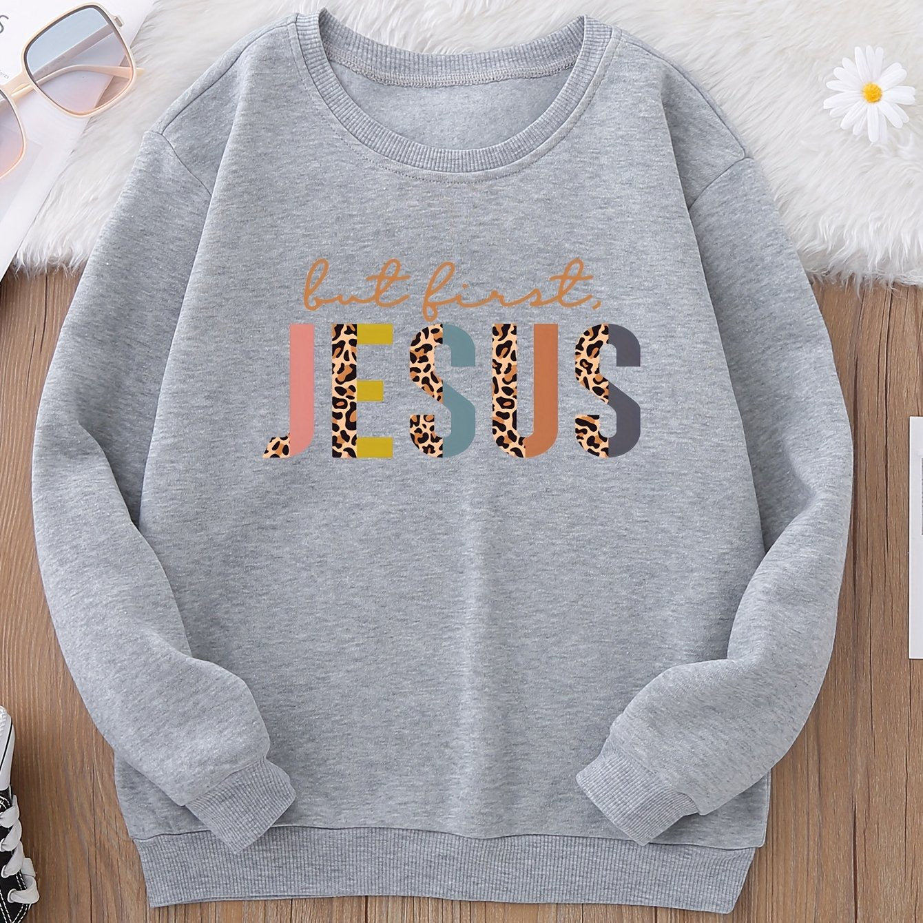 But First JESUS Youth Christian Pullover Sweatshirt claimedbygoddesigns