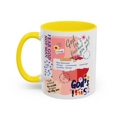 Inspirational Accent Coffee Mug - 11 & 15oz - Fear Him Not Man - Perfect Gift for Friends and Family