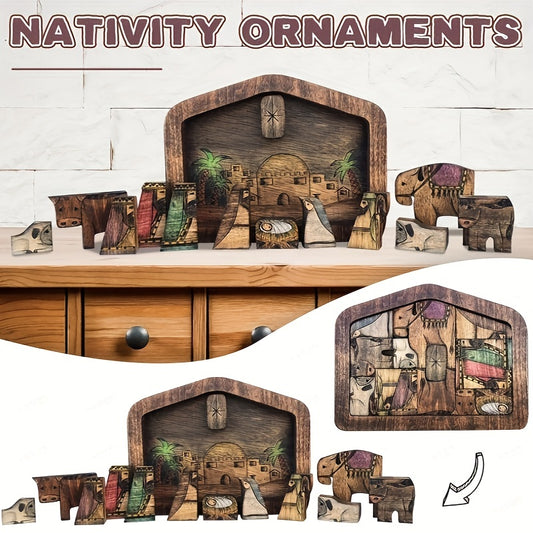 Jesus Nativity Jigsaw Puzzle With Wood Burned Design Christian Activity claimedbygoddesigns