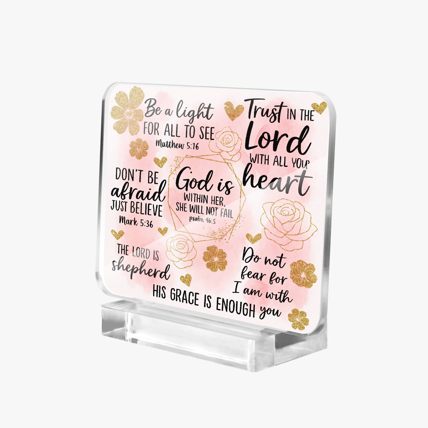 He Is Within Her Christian Acrylic Plaque with Stand - Rectangle - ClaimedbyGodDesigns