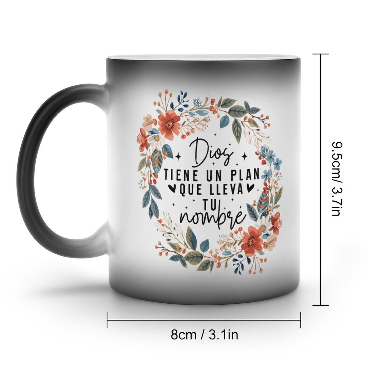 Dios Tiene Un Plan Que LLeva Tu Nombre Spanish Christian Color Changing Mug (Dual-sided)