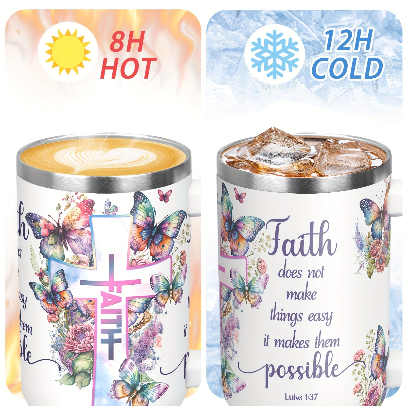 Faith/Pray On It/God's Timing Is Perfect Christian Tumbler 40Oz With Handle & Straw claimedbygoddesigns