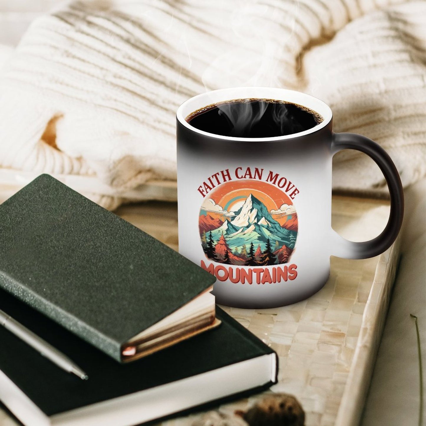 Faith Can Move Mountains Christian Color Changing Mug (Dual-sided)