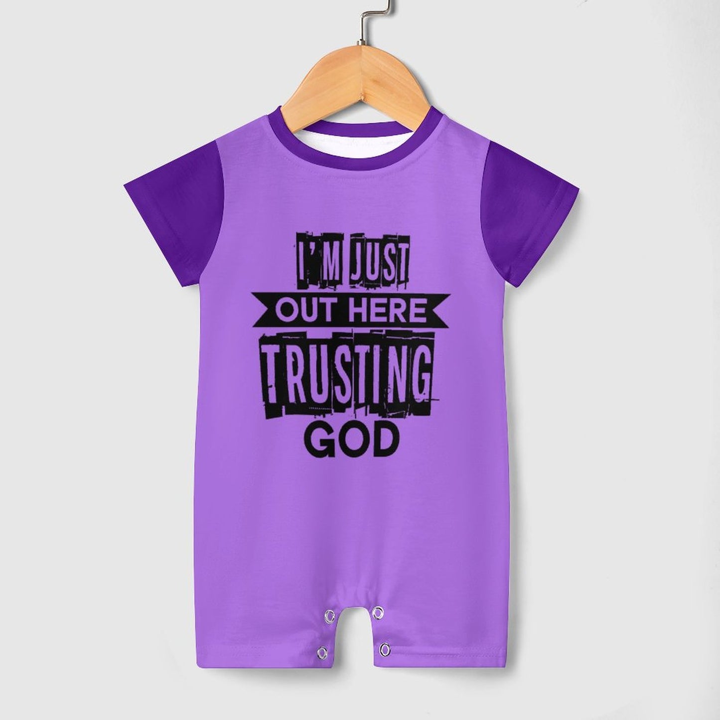 I'm Just Out Here Trusting God Christian Baby Onesie SALE-Personal Design