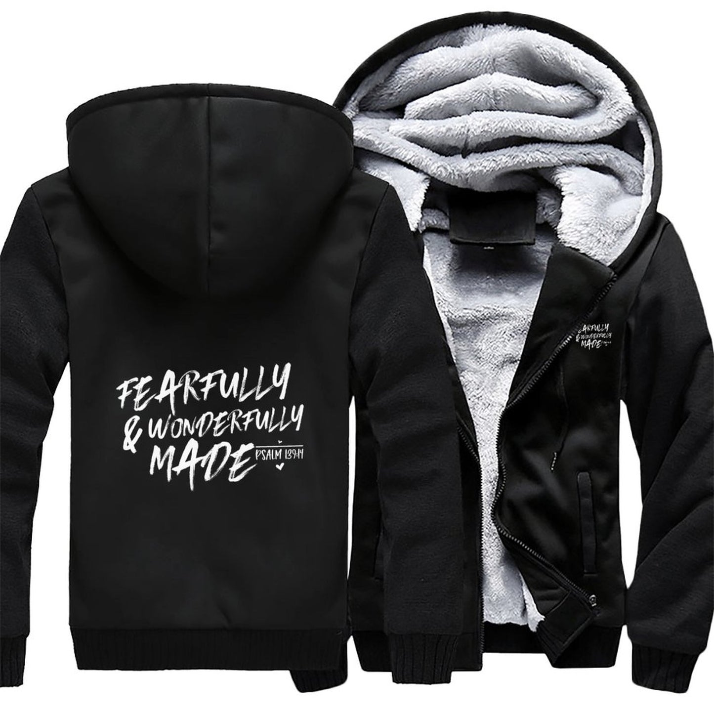 Fearfully And Wonderfully Made Men’s Christian Plush Full Zip Hooded Sweatshirt