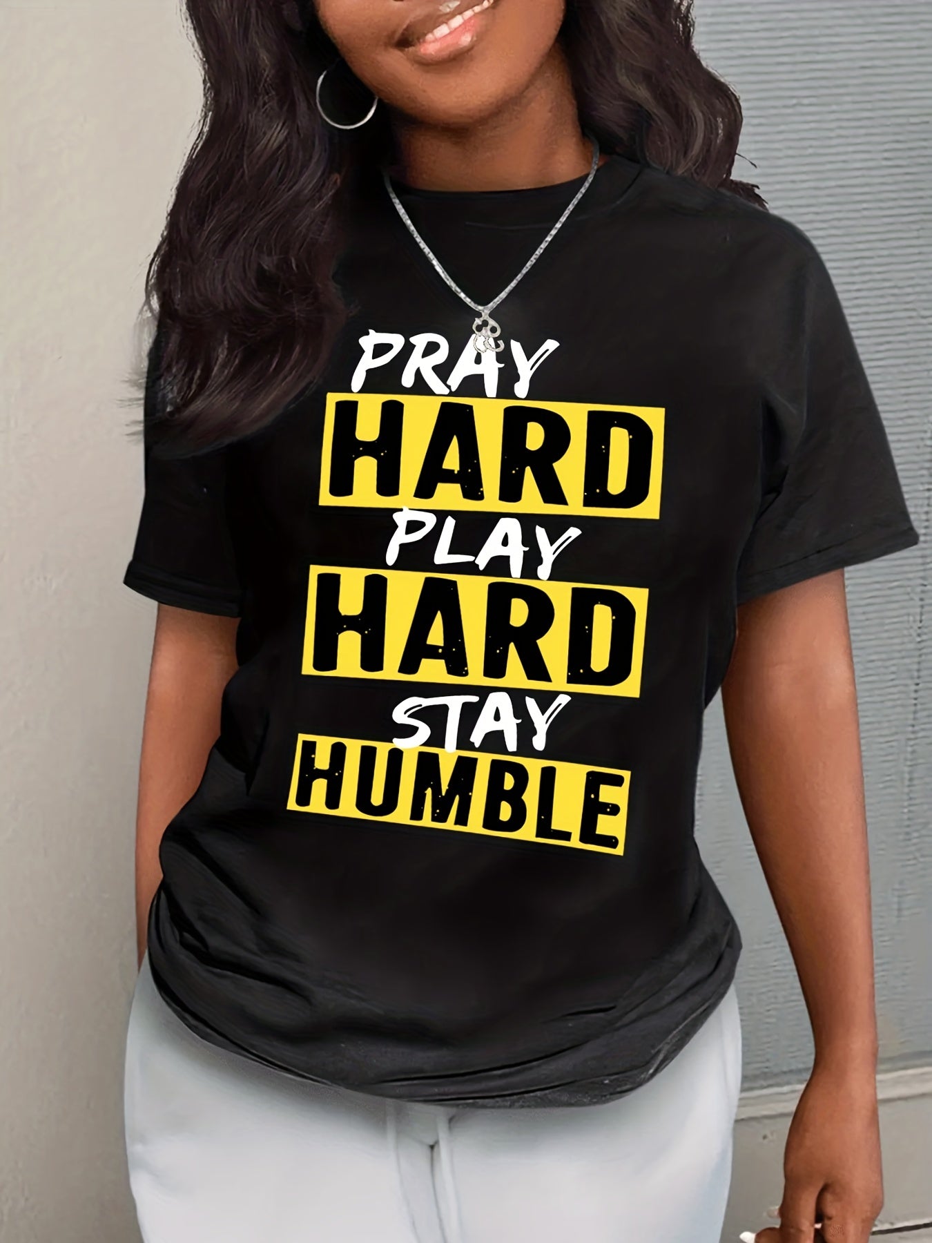 Pray Hard Play Hard Stay Humble Women's Christian T-shirt claimedbygoddesigns