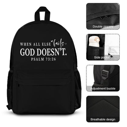 When All Else Fails He Doesn't Christian Backpack Set of 3 Bags (Shoulder Bag Lunch Bag & Pencil Pouch)