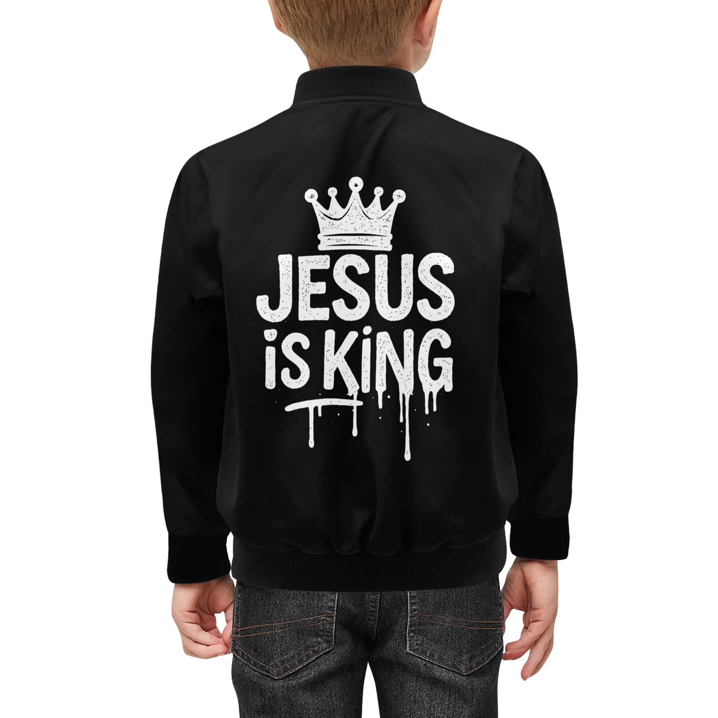 He Is King Kids' Bomber Jacket with Pockets