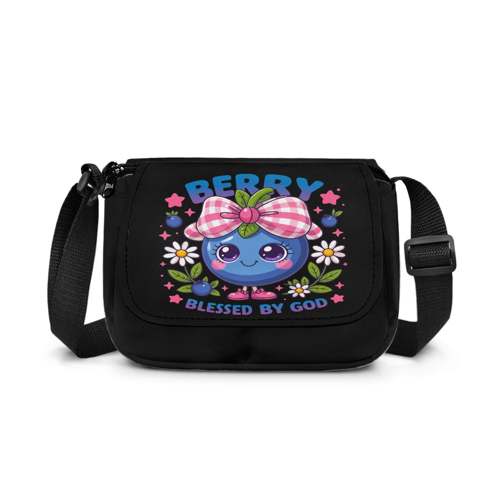 Berry Blessed By God Christian Kids Flap Crossbody Bag