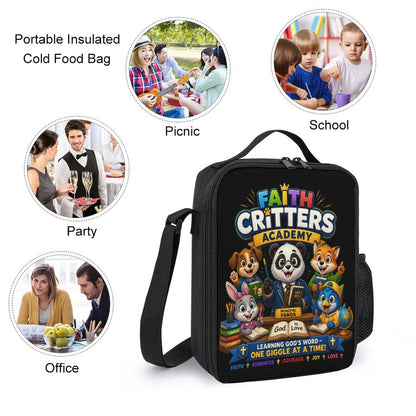 Faith Critters Academy Christian 3 PCS Bag Set (Backpack, Lunch Bag and Pencil Case) - ClaimedbyGodDesigns