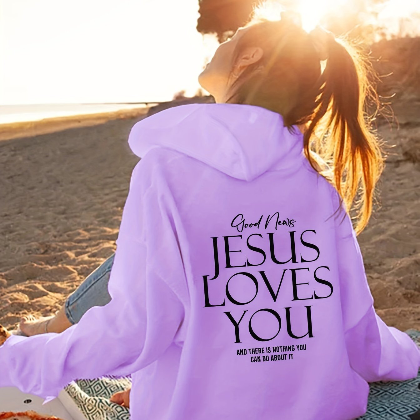 Good News Jesus Loves You  And There's Nothing You Can Do About It Plus Size Women's Christian Pullover Hooded Sweatshirt claimedbygoddesigns