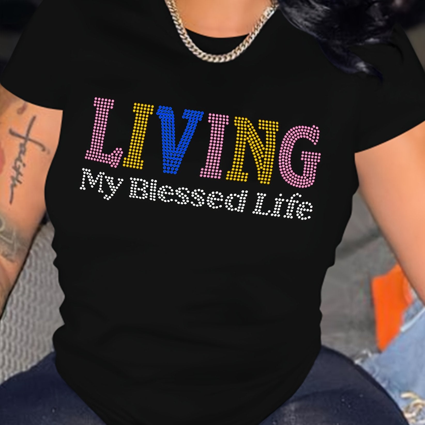 Living My Blessed Life Plus Size Women's Christian T-shirt claimedbygoddesigns