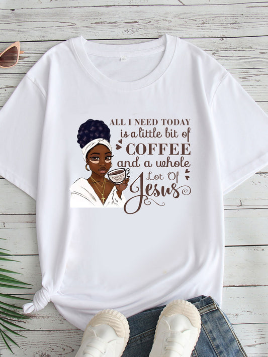 All I Need Is Coffee & Jesus Plus Size Women's Christian T-shirt claimedbygoddesigns