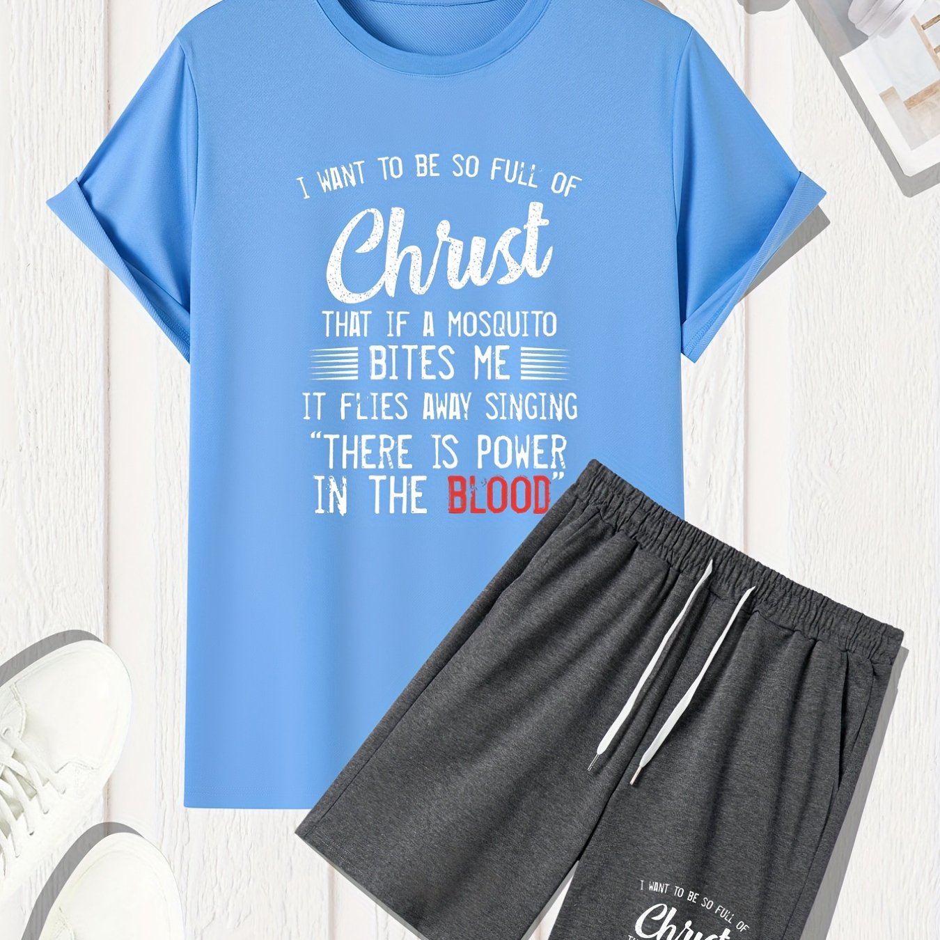 I Want To Be So Full Of Christ That If A Mosquito Bites Me Funny Men's Christian Casual Outfit claimedbygoddesigns