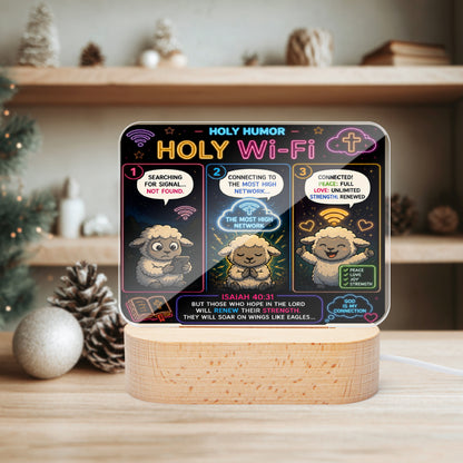 Holy Wi - Fi Christian Square Acrylic Nigh Light - Luminous Base - ClaimedbyGodDesigns