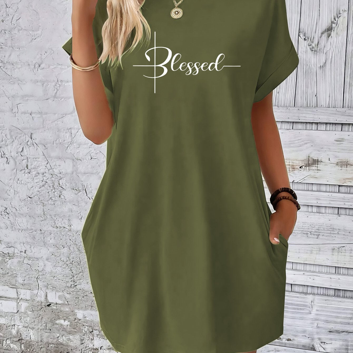 Blessed Women's Christian T-shirt Casual Dress claimedbygoddesigns