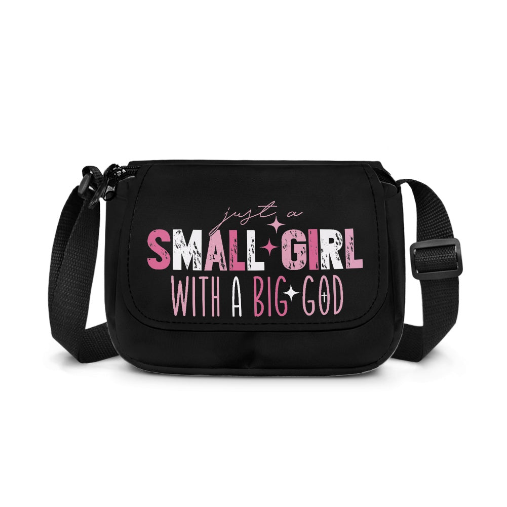 Just A Small Girl With A Big God Christian Kids Flap Crossbody Bag