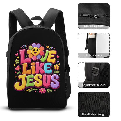 Love Like Jesus 3 PCS Christian Backpack Set (Backpack, Lunch Bag and Pencil Case)