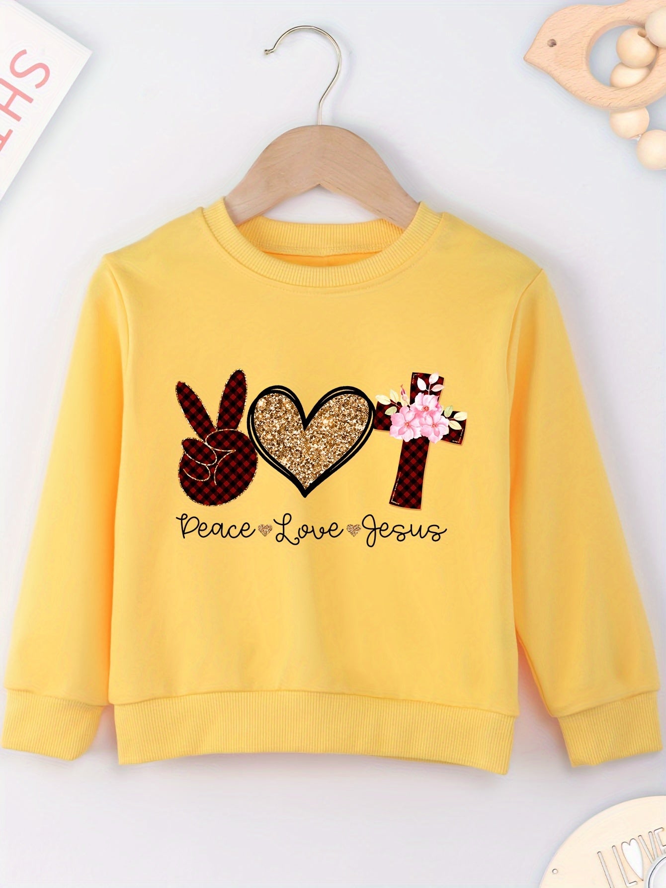 Peace, Love & Jesus Youth Christian Pullover Sweatshirt claimedbygoddesigns