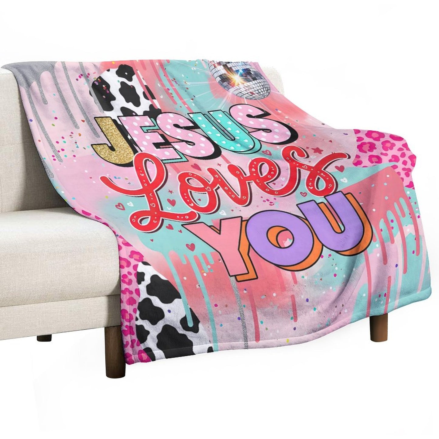 Jesus Loves You Christian Flannel Throw Blanket