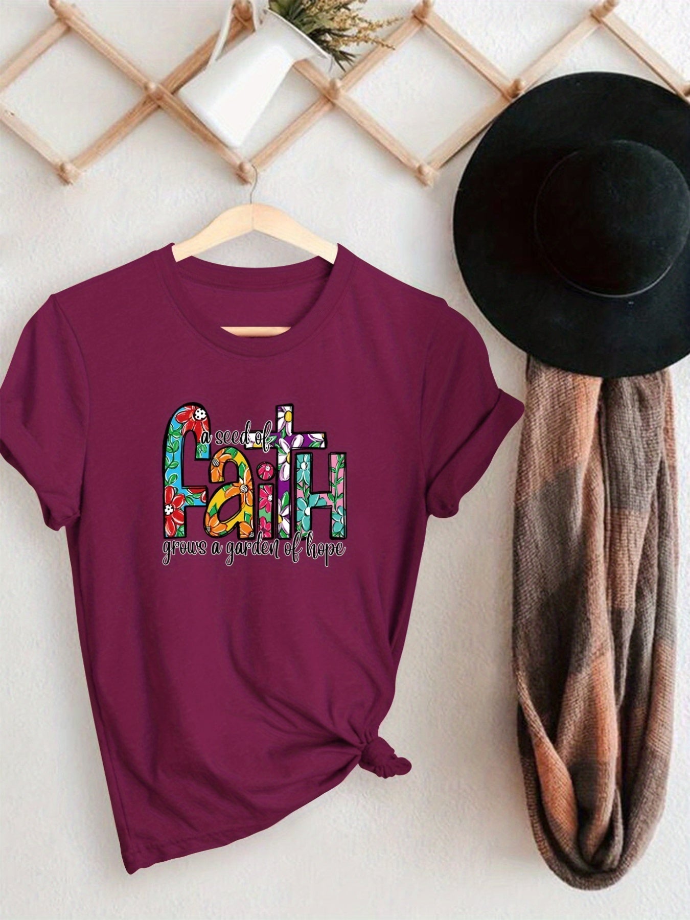 A Seed Of Faith Grows A Garden Of Hope Women's Christian T-Shirt claimedbygoddesigns